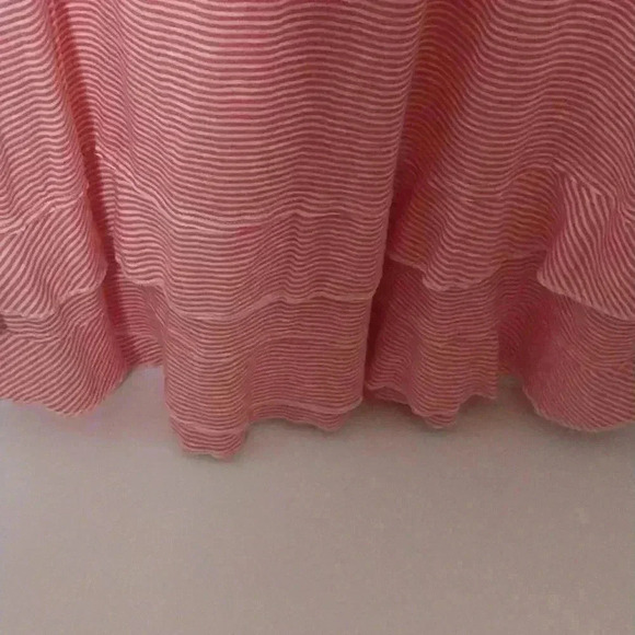 SOFT SURROUNDINGS Coral Striped Colette Tee Tunic Top Sz M Cotton Blend Tiered - Picture 5 of 5